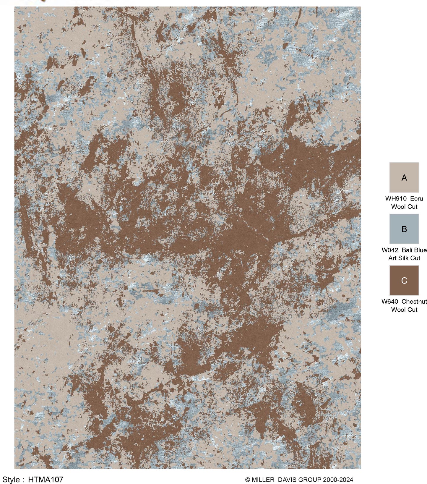 Custom htma107 12'x13'8:' in 100% New Zealand wool color grey, blue, brown