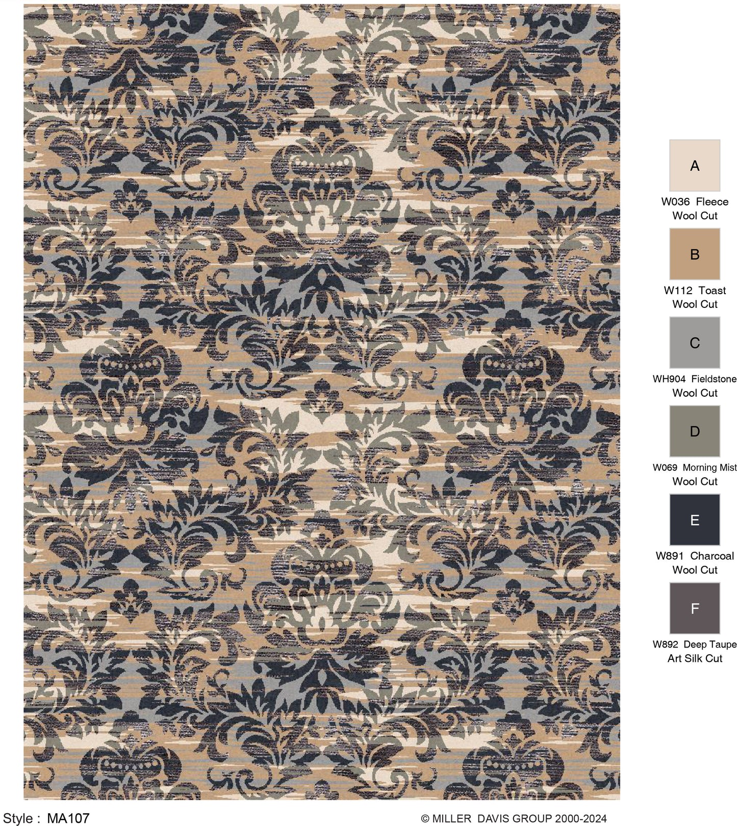 ma107 area rug 16'x17' in 100% New Zealand wool color toast